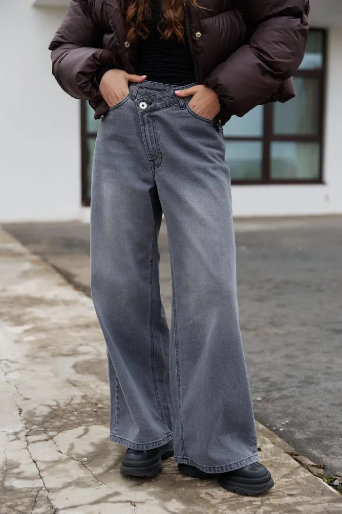 Джинси зі спущеним поясом жіночі графіт Фото - 1