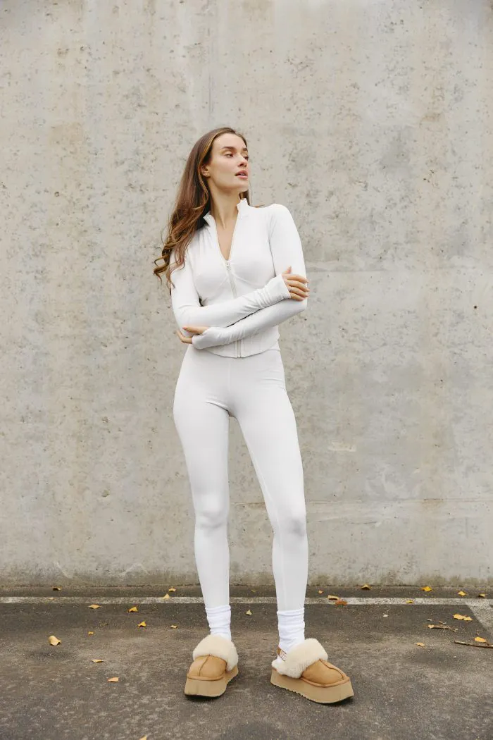 Лонгслів на блискавці утеплений молочний Фото - 3