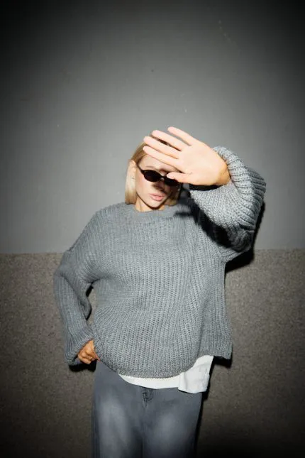 Вʼязаний светр oversize жіночий сірий