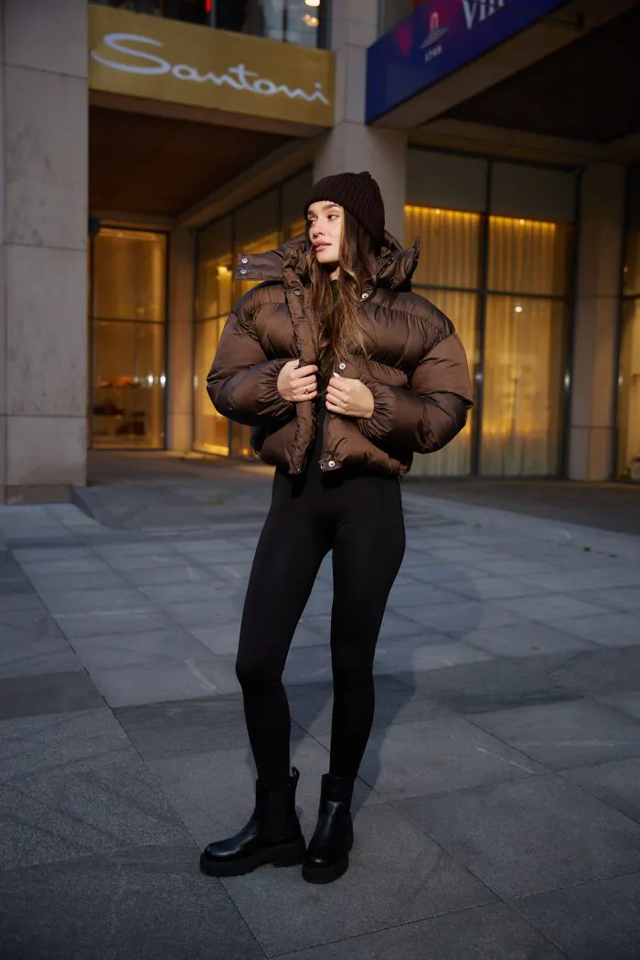 Шапка жіноча шоколад Фото - 4