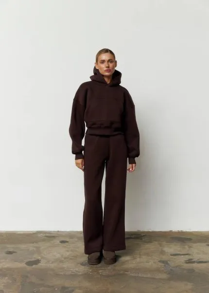 Костюм реглан кроп на флісі жіночий шоколад