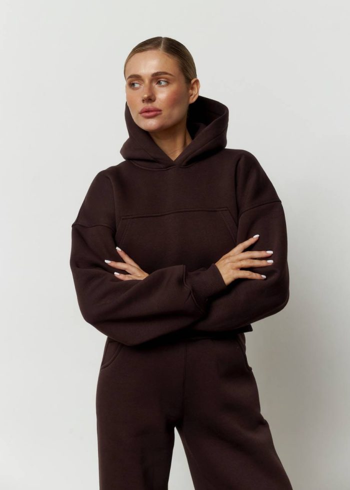 IMG_2749 (1) Костюм реглан кроп на флісі жіночий шоколад Фото - 5