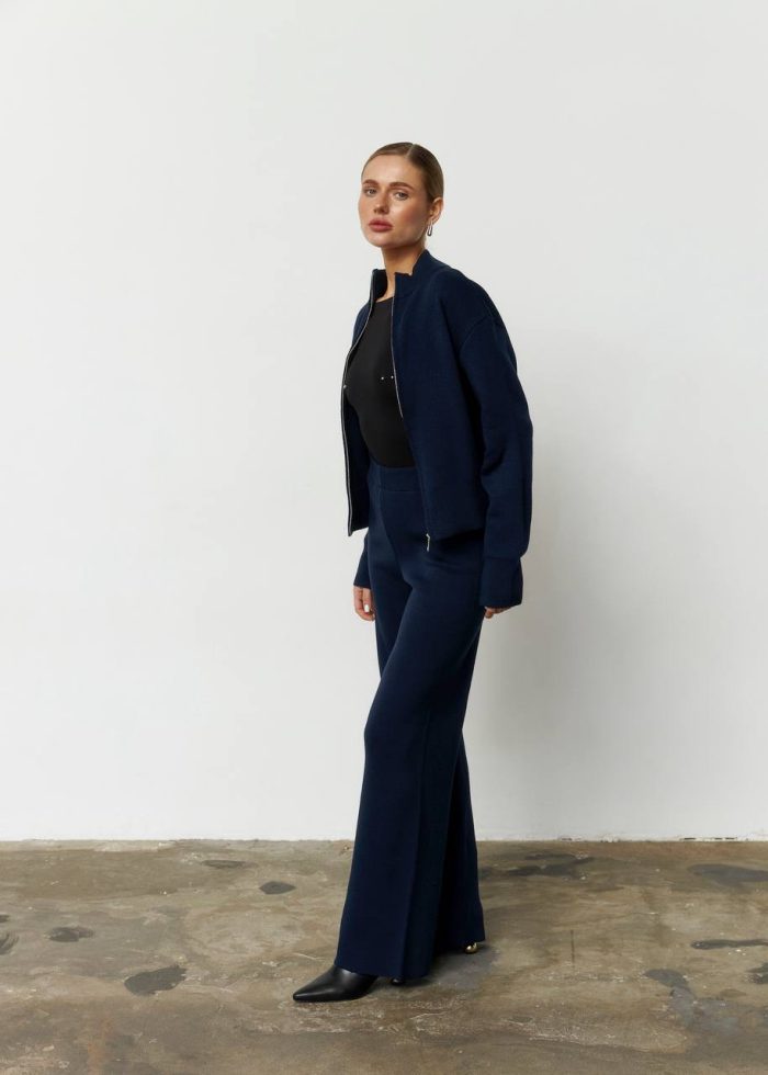 IMG_2815 Костюм вʼязаний на блискавці жіночий синій Фото - 5