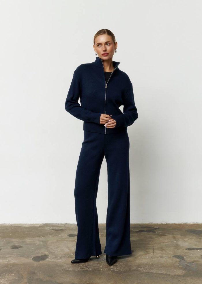 IMG_2818 Костюм вʼязаний на блискавці жіночий синій Фото - 1