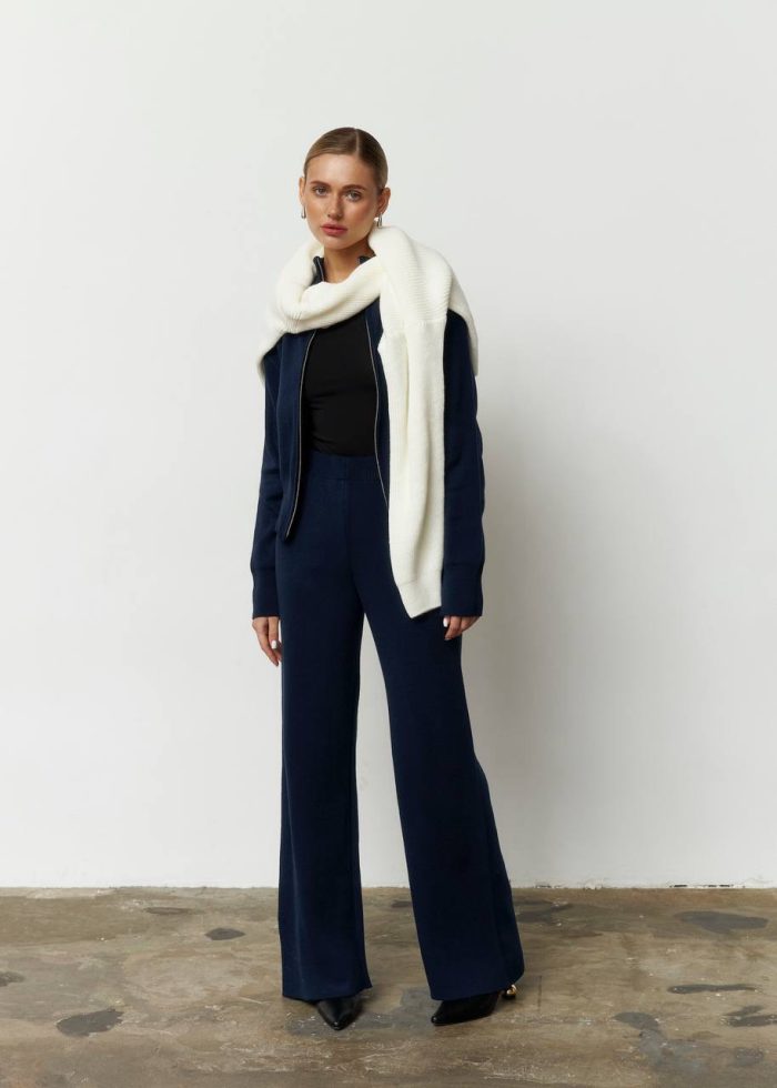 IMG_2821 Костюм вʼязаний на блискавці жіночий синій Фото - 3