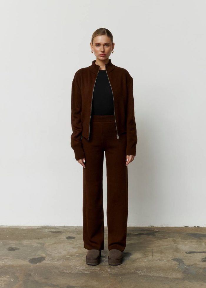 Костюм вʼязаний на блискавці жіночий шоколад Фото - 1