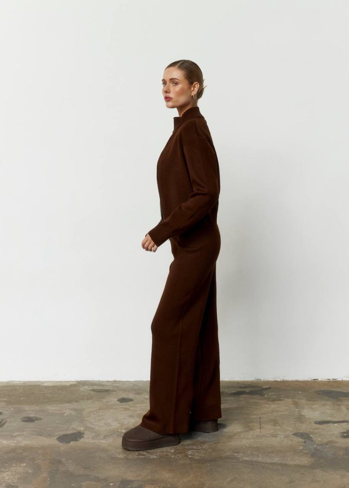 Костюм вʼязаний на блискавці жіночий шоколад Фото - 3