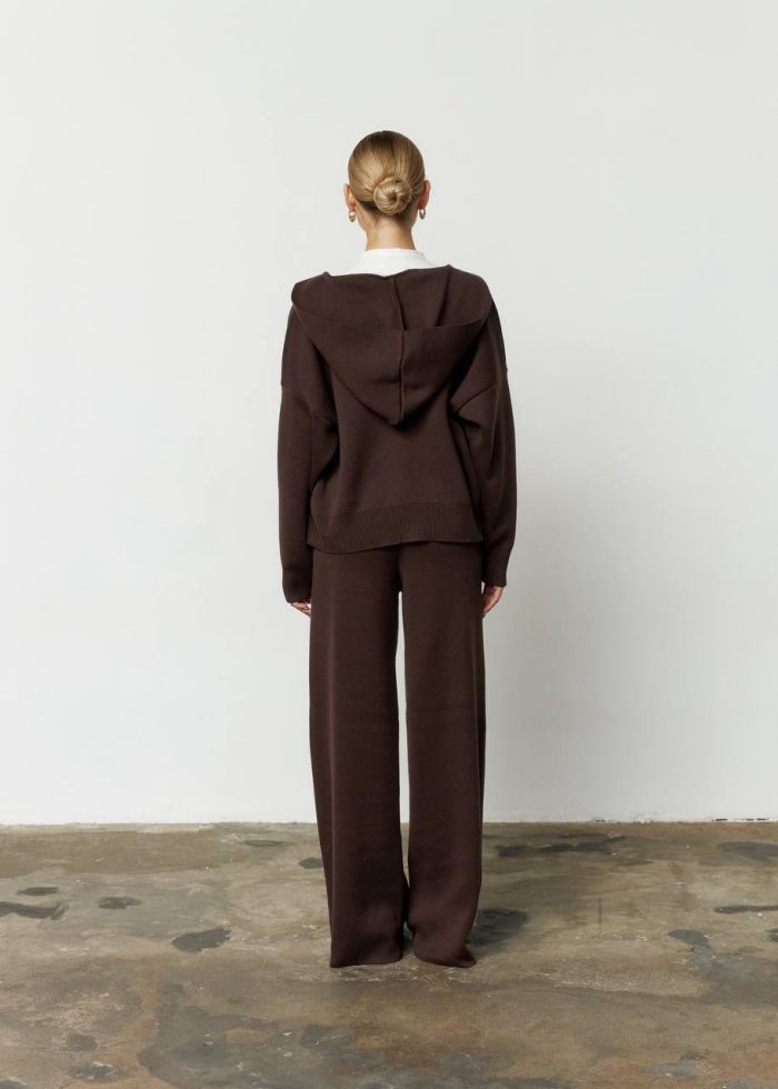 Костюм в’язаний з капюшоном жіночий шоколад Фото - 4