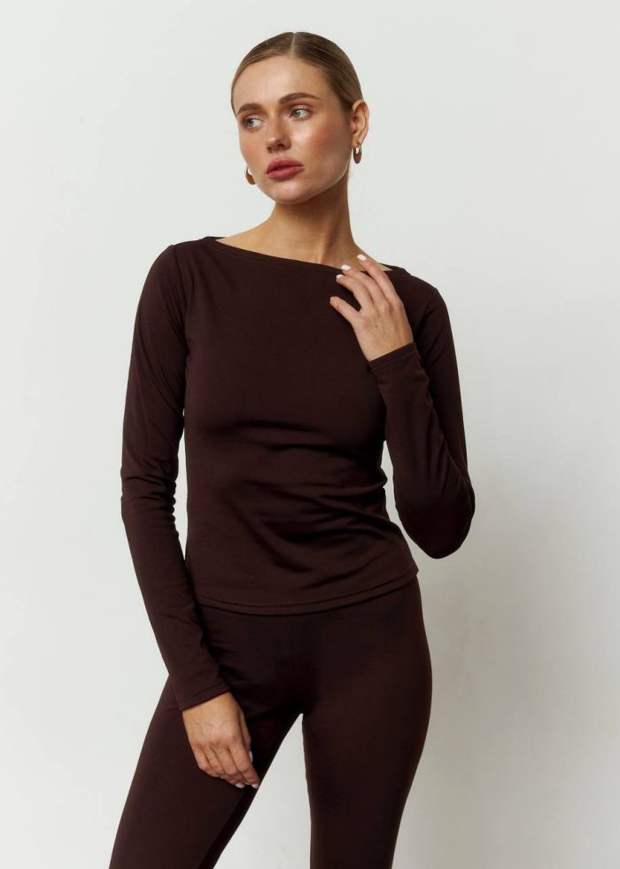 IMG_2951 Лонгслів утеплений жіночий шоколад Фото - 4