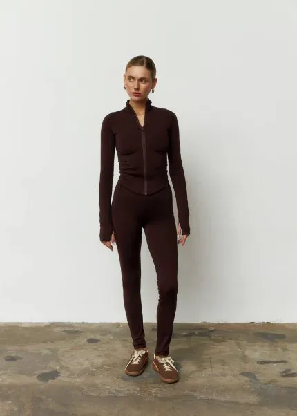 Лонгслів на блискавці утеплений шоколад