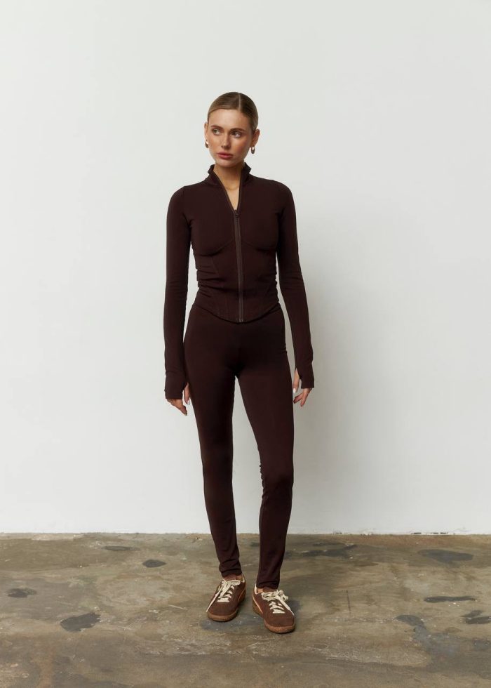 Лонгслів на блискавці утеплений шоколад Фото - 2