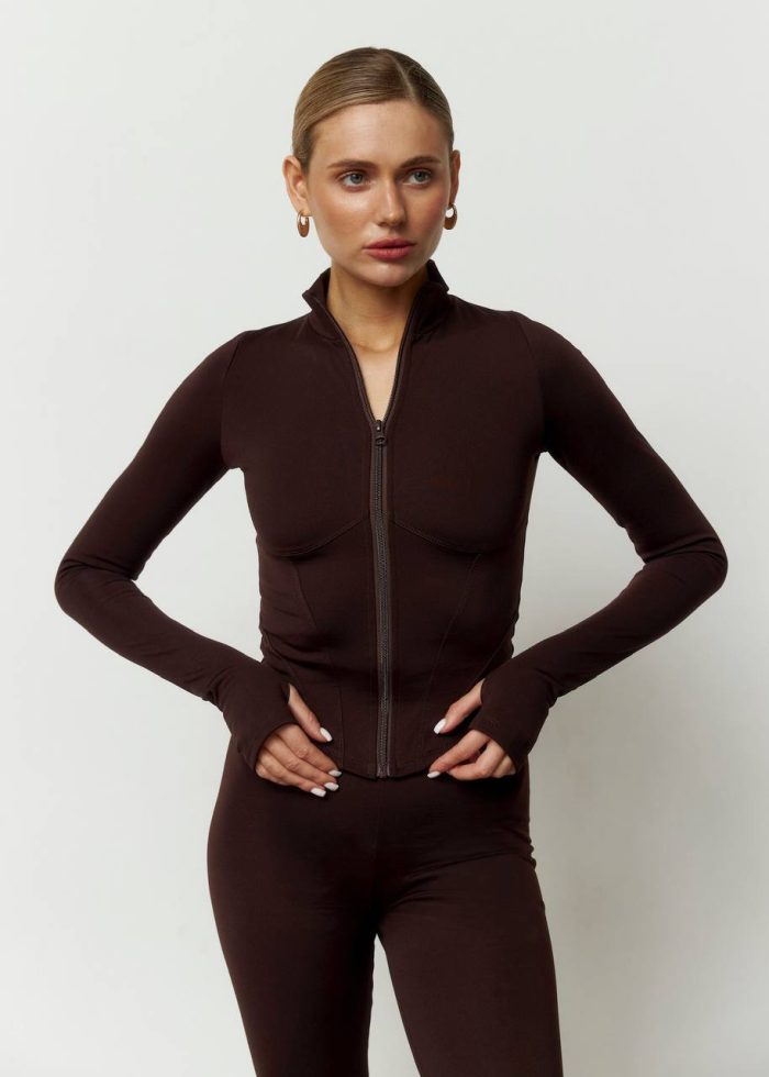 Лонгслів на блискавці утеплений шоколад Фото - 5