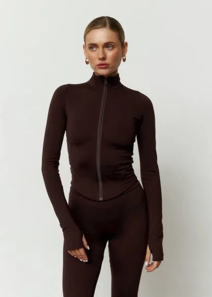 Лонгслів на блискавці утеплений шоколад