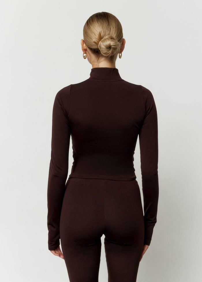 Лонгслів на блискавці утеплений шоколад Фото - 4