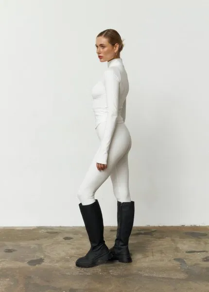 Лонгслів на блискавці утеплений молочний