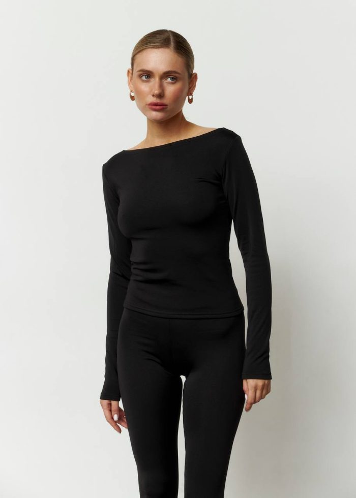 IMG_2979 Лонгслів утеплений жіночий чорний Фото - 1