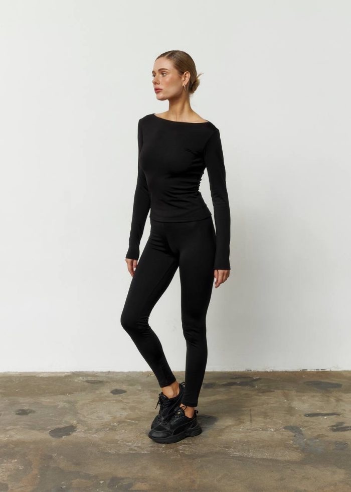 IMG_2980 (1) Лонгслів утеплений жіночий чорний Фото - 3