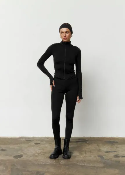 Лонгслів на блискавці утеплений чорний