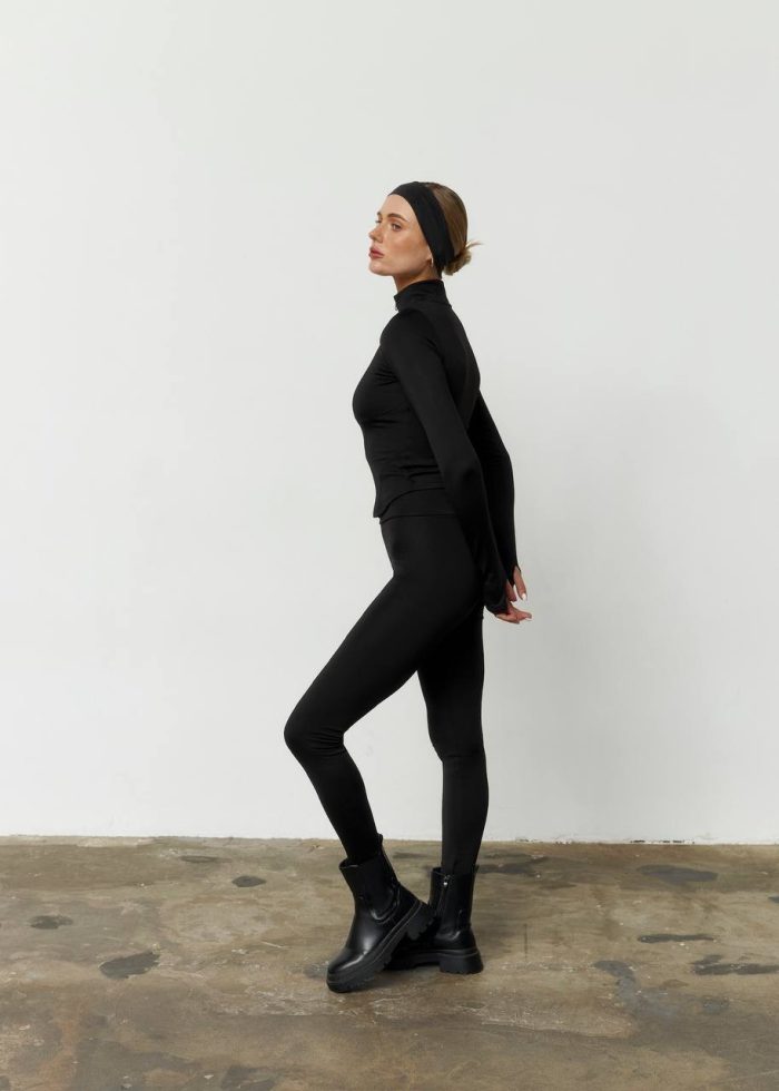 Лонгслів на блискавці утеплений чорний Фото - 4