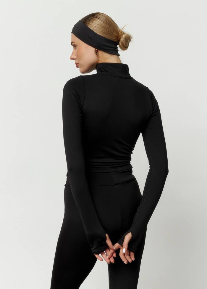 Лонгслів на блискавці утеплений чорний Фото - 3