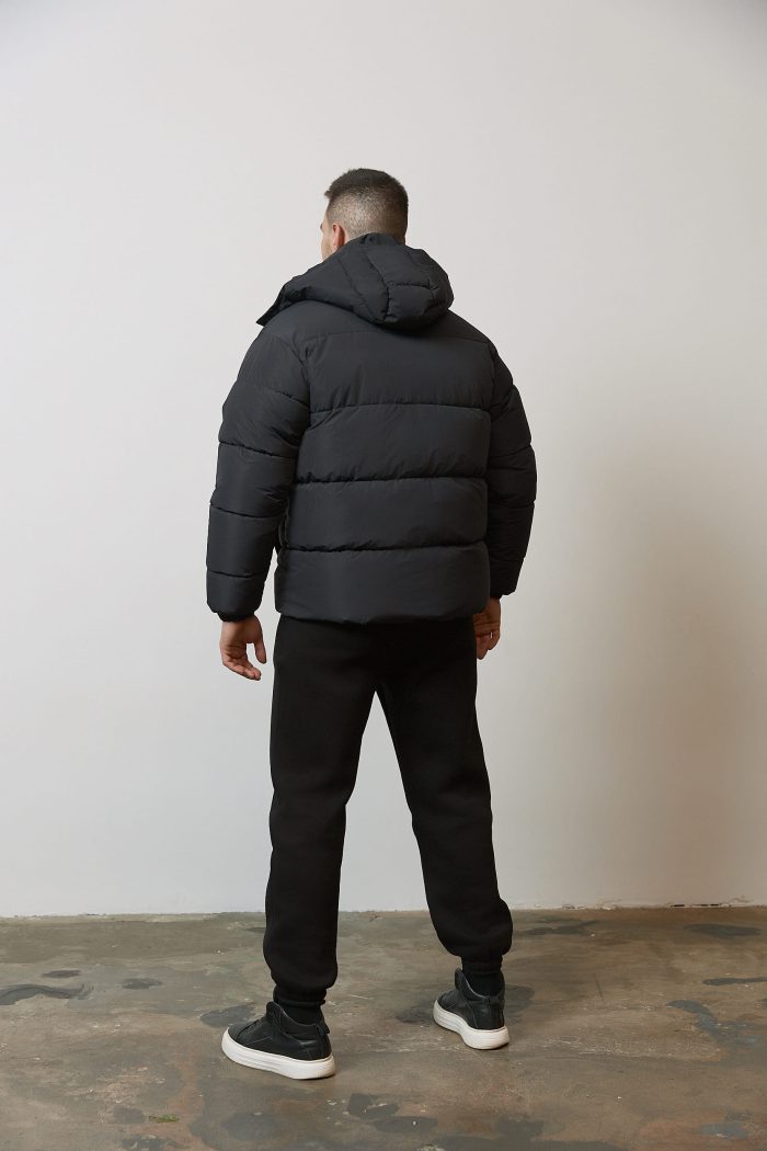 Пуховик чоловічий з капюшоном темно-синій Фото - 4