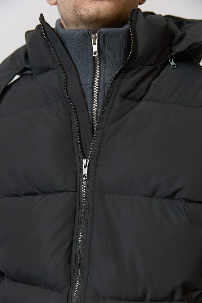 Пуховик чоловічий з капюшоном чорний Фото - 2