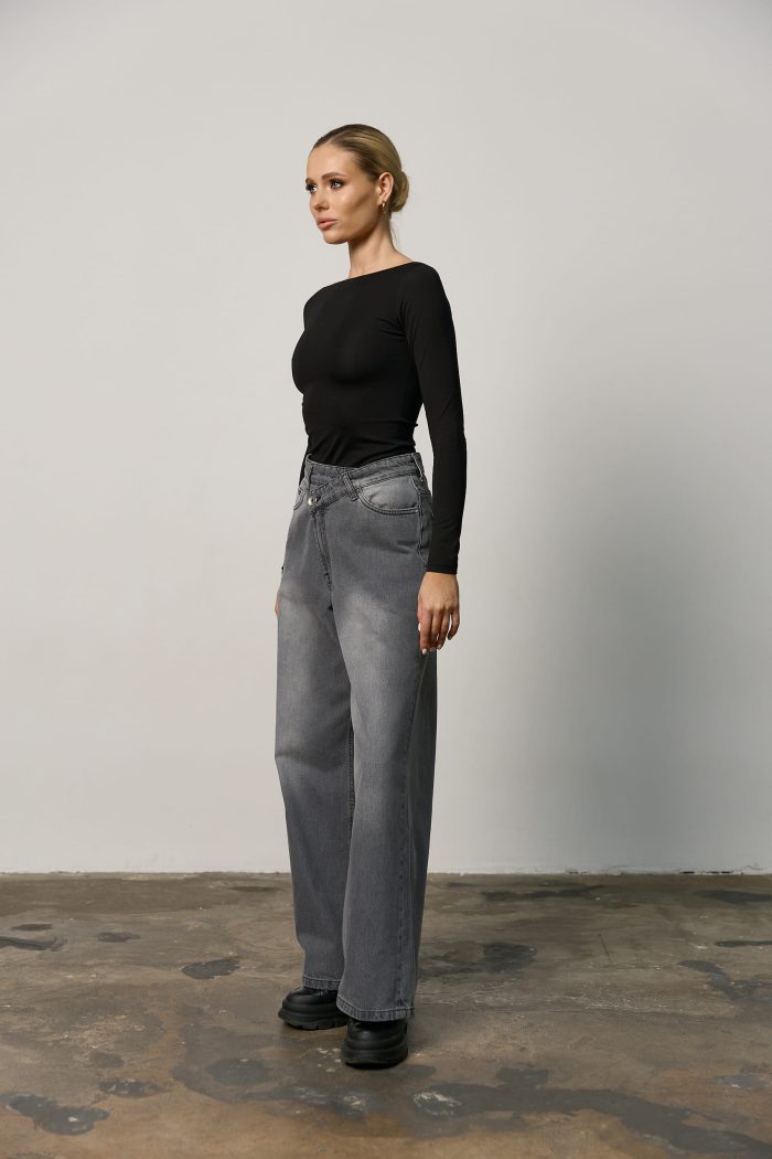 Лонгслів skims з необробленим горлом жіночий чорний Фото - 5