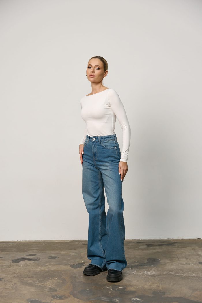 IMG_5805 Лонгслів skims з необробленим горлом жіночий молочний Фото - 4