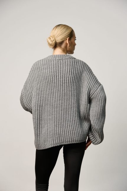 Вʼязаний светр oversize на блискавці жіночий сірий