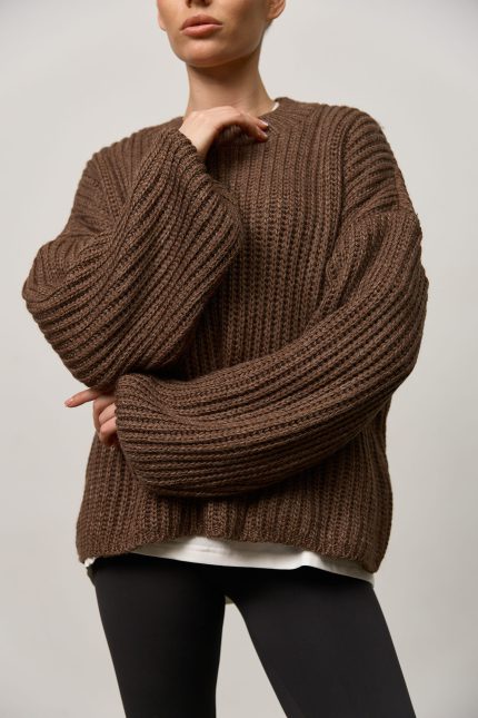 Вʼязаний светр oversize жіночий шоколад