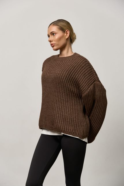 Вʼязаний светр oversize жіночий шоколад