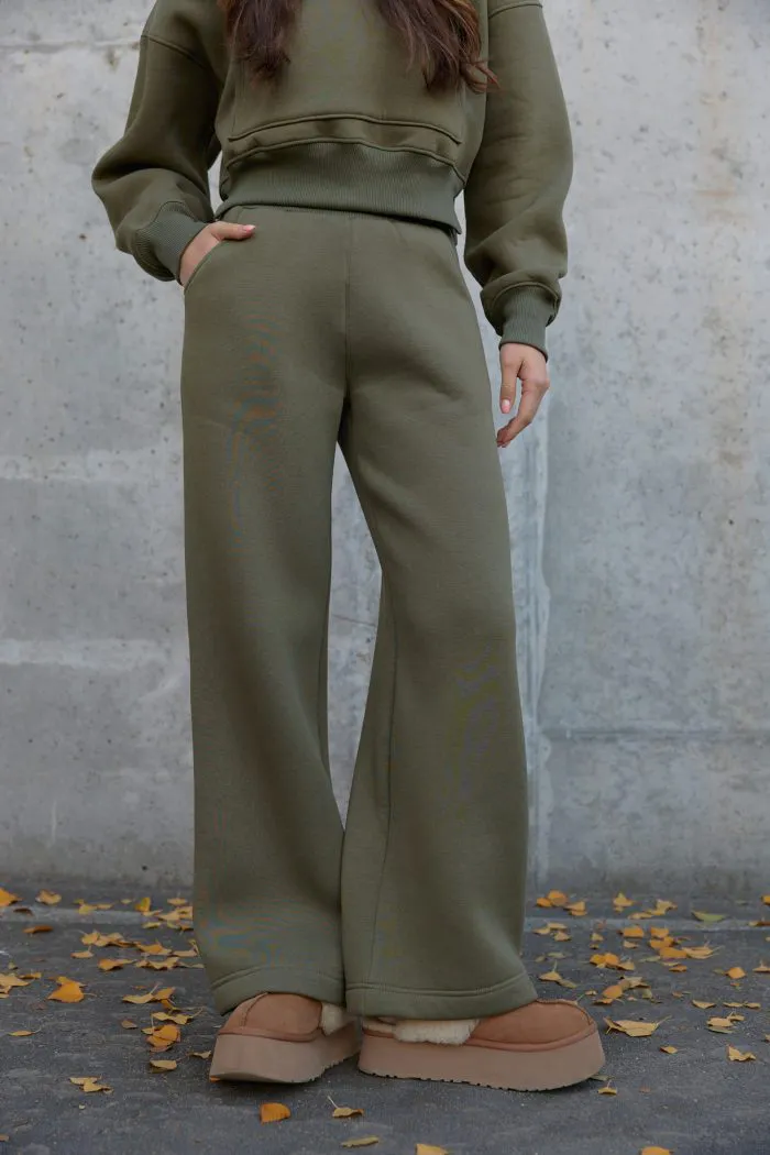 Костюм реглан кроп на флісі жіночий олива Фото - 3