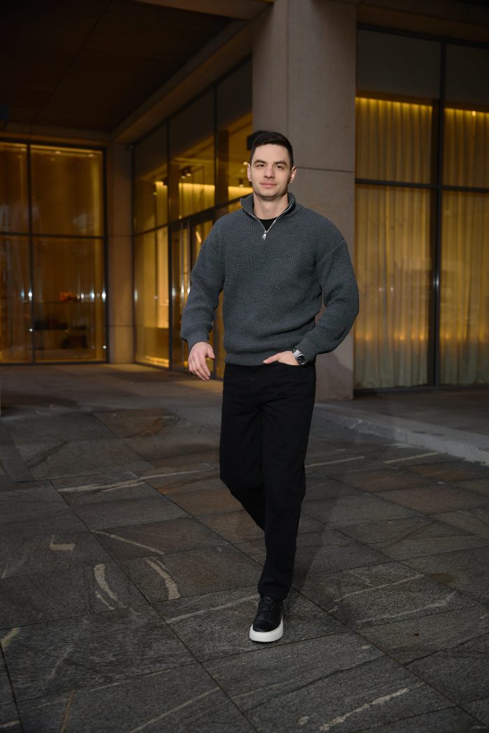 IMG_4320 Светр чоловічий на блискавці графіт Фото - 5