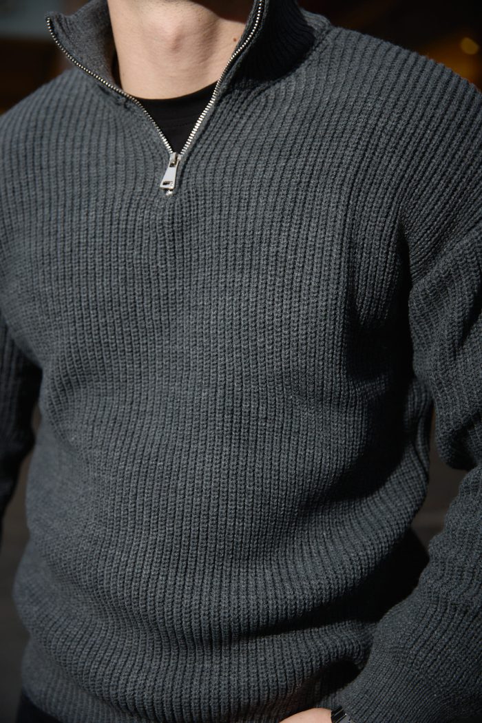 IMG_4329 (1) Светр чоловічий на блискавці графіт Фото - 4