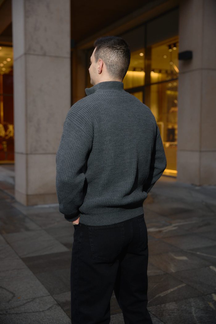 IMG_4332 Светр чоловічий на блискавці графіт Фото - 3