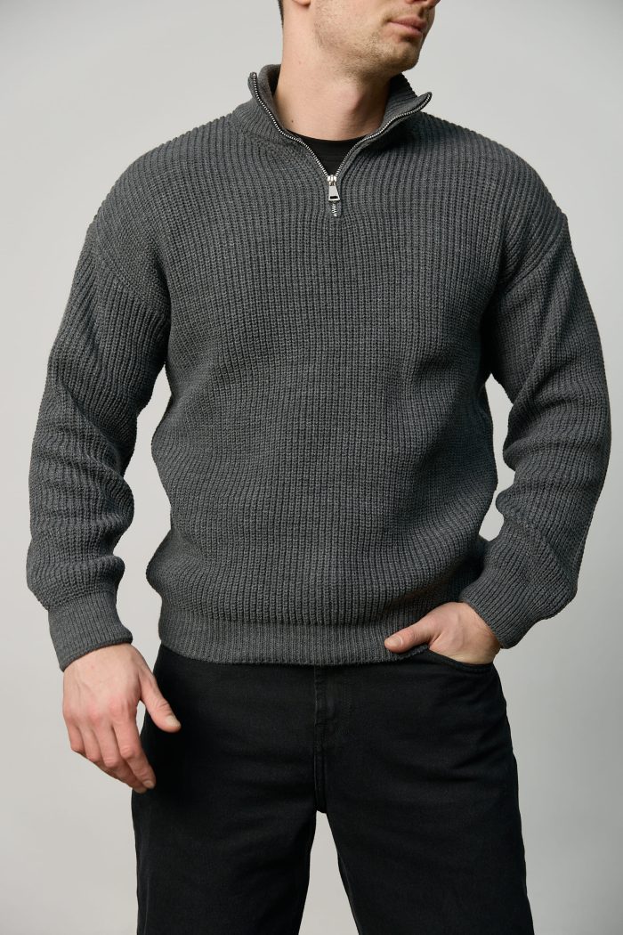 IMG_4971 Светр чоловічий на блискавці графіт Фото - 2