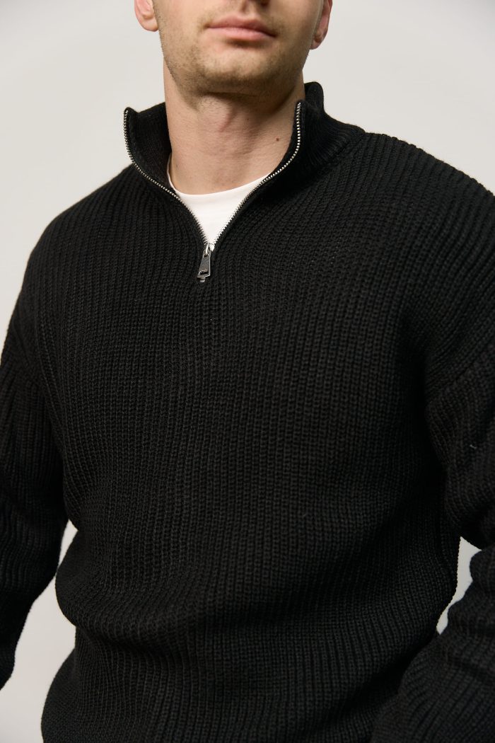 IMG_4972 Светр чоловічий на блискавці чорний Фото - 3