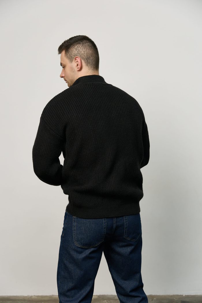 Светр чоловічий на блискавці чорний Фото - 4
