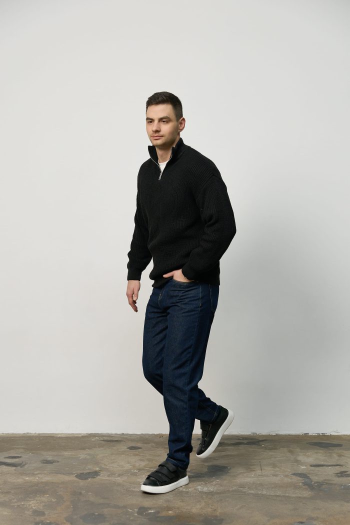 IMG_4982 (1) Светр чоловічий на блискавці чорний Фото - 5