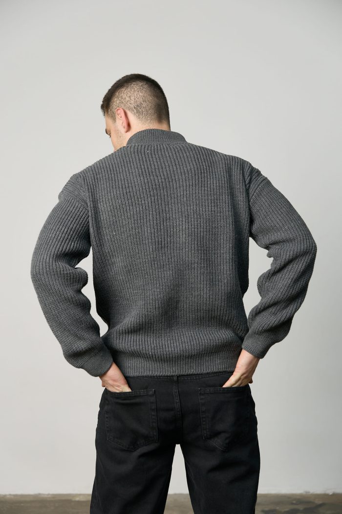 Светр чоловічий на блискавці графіт Фото - 4