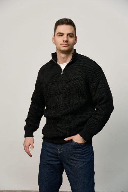 Светр чоловічий на блискавці чорний