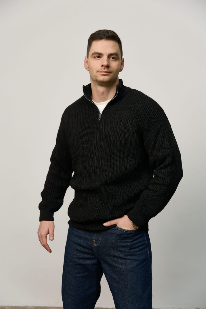 IMG_4995 Светр чоловічий на блискавці чорний Фото - 1