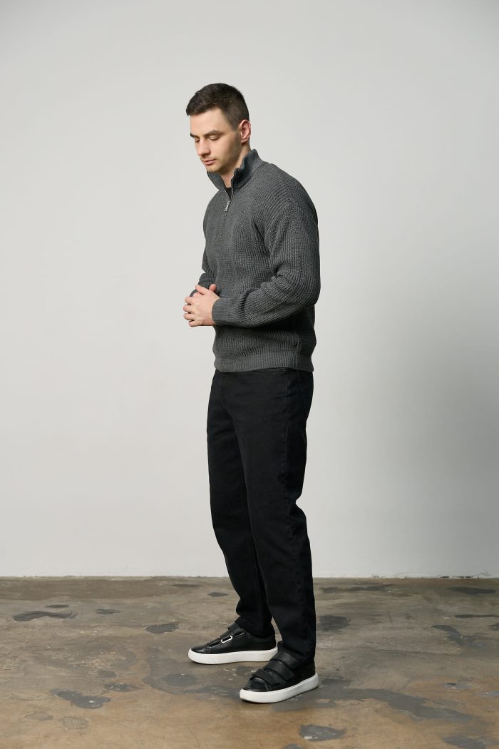 IMG_4998 Светр чоловічий на блискавці графіт Фото - 5