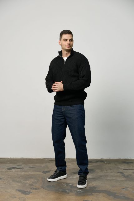 Светр чоловічий на блискавці чорний