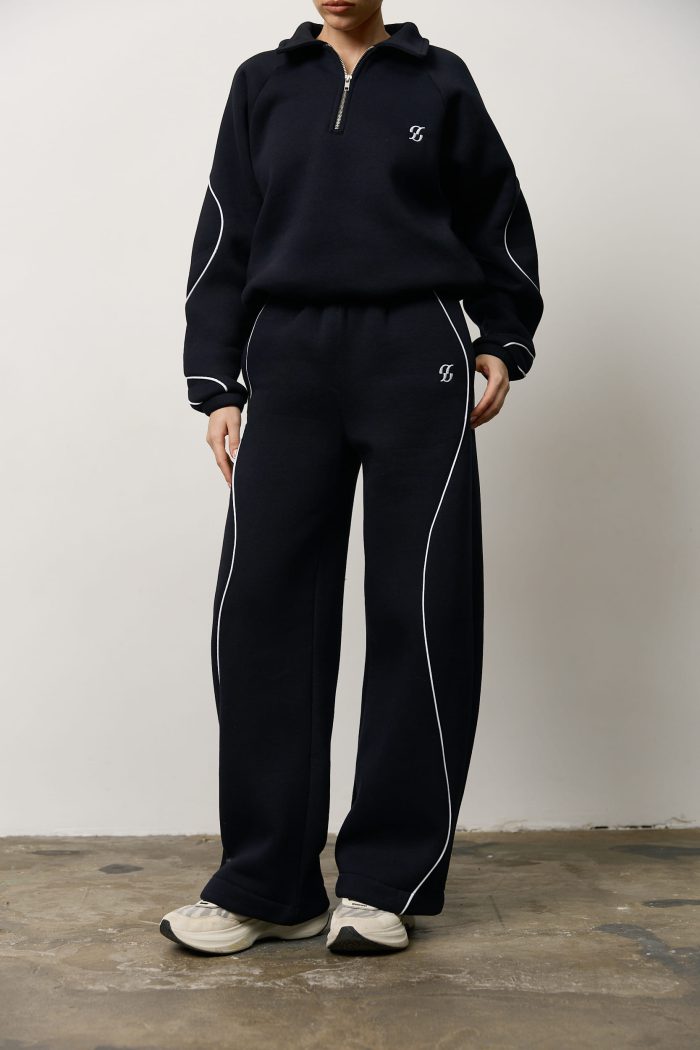 IMG_6078 Костюм жіночий з хвилястим лампасом темно-синій Фото - 3