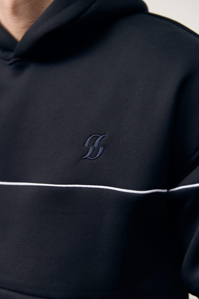 Костюм реглан лампас на флісі чоловічий темно-синій Фото - 4