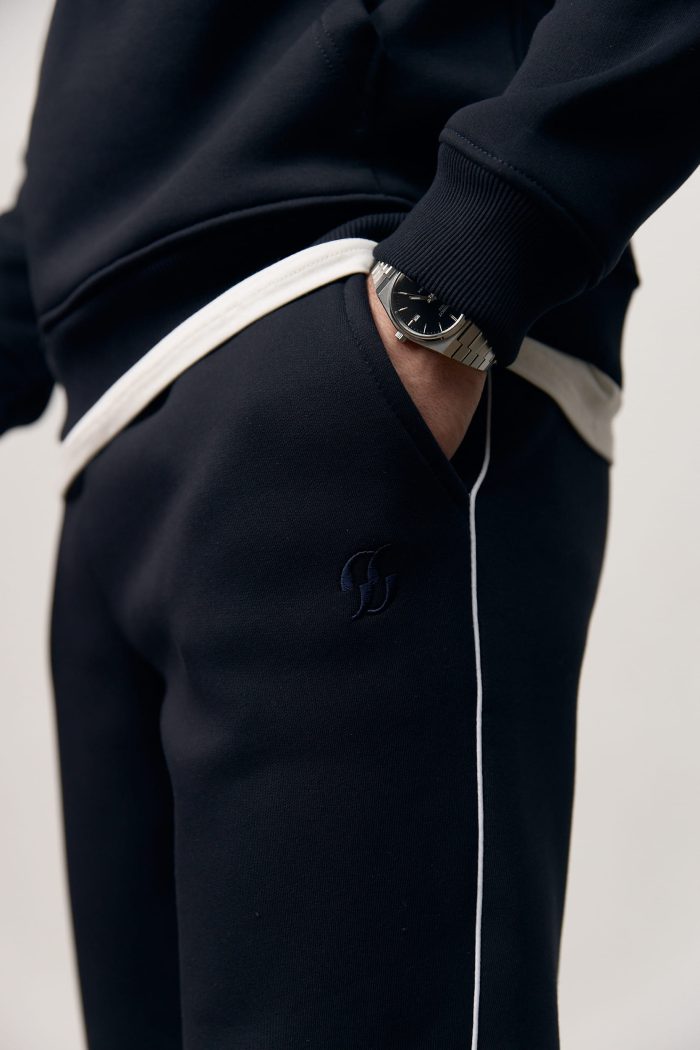 Костюм реглан лампас на флісі чоловічий темно-синій Фото - 2