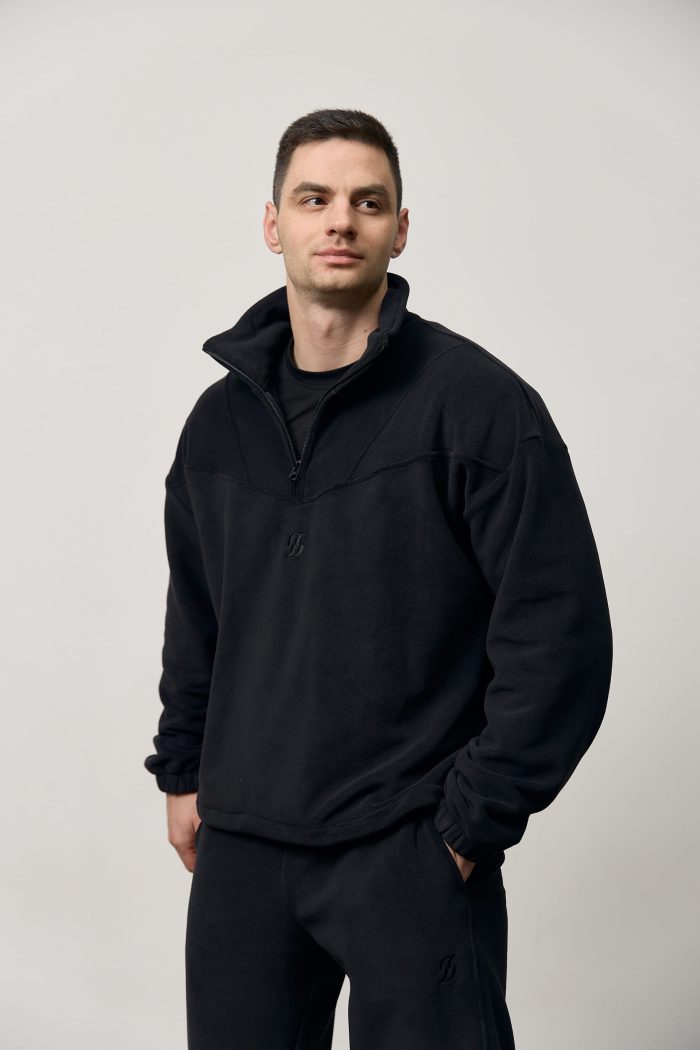 Кофта стійка полар-фліс чоловіча чорна Фото - 1