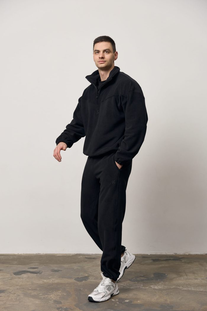 Кофта стійка полар-фліс чоловіча чорна Фото - 3