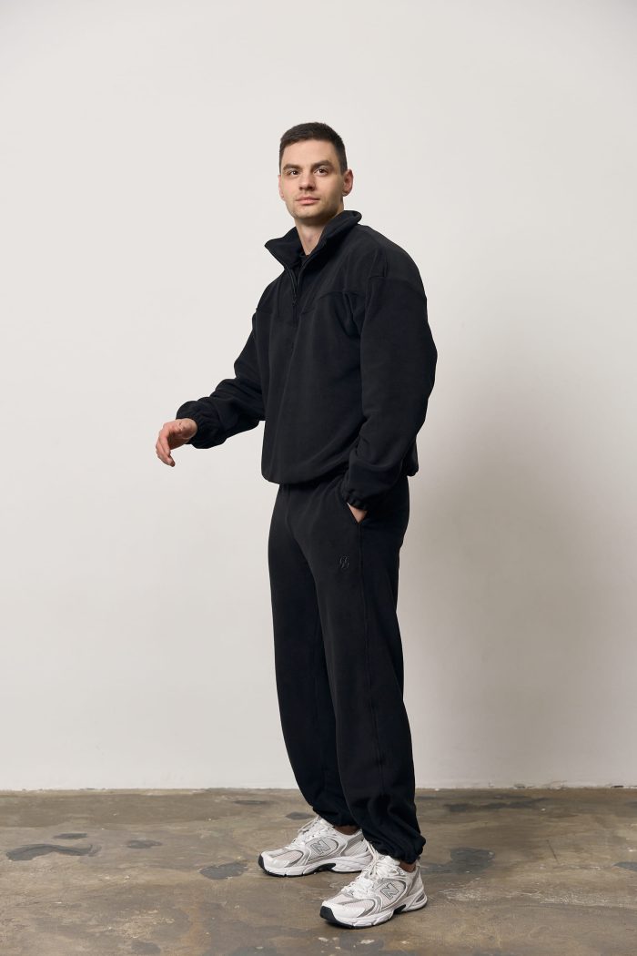 Кофта стійка полар-фліс чоловіча чорна Фото - 5